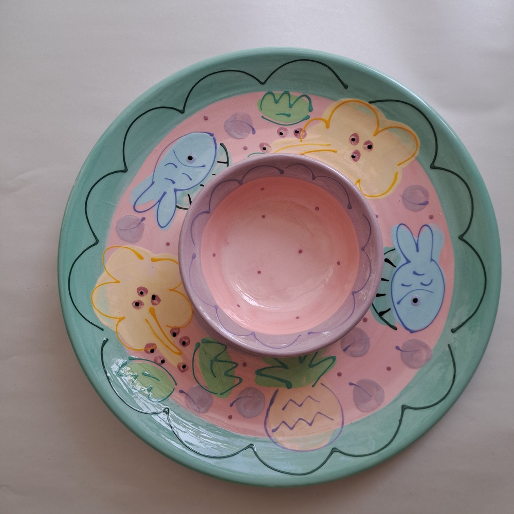 Colorful Ceramic Holiday Platter Set